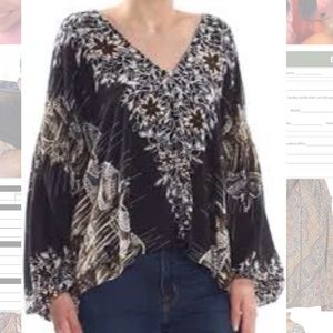 Free People - Birds of a Feather - Boho Printed Popover Blouse size Small S
